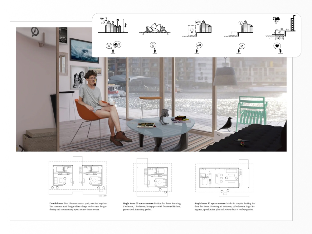 Harbour Life self sufficient floating home pods on Sydney Harbour