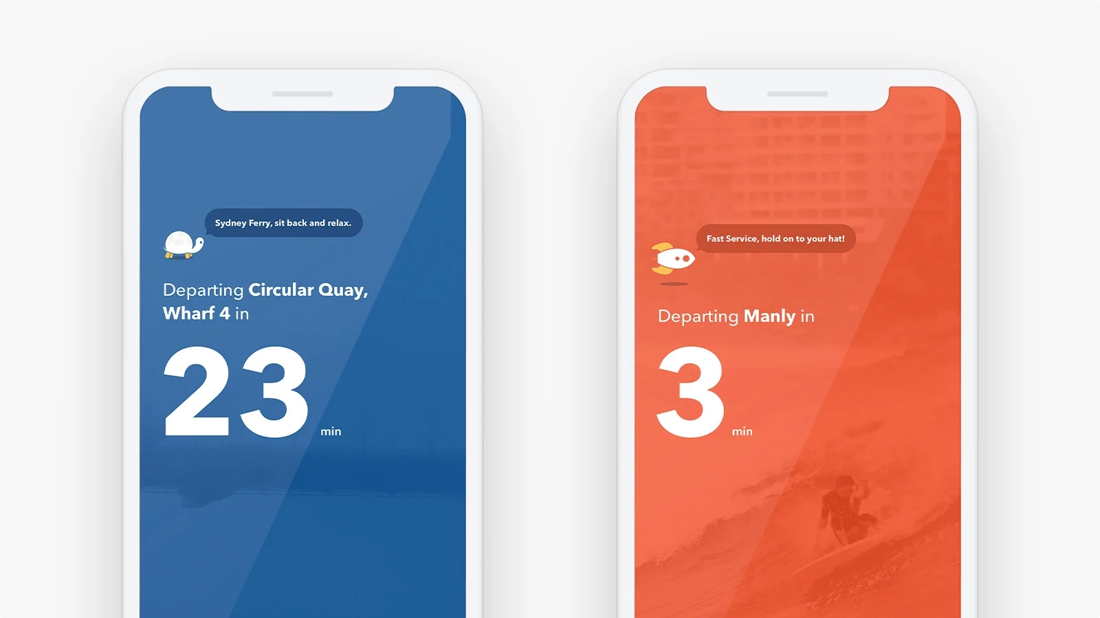Next Ferry iOS app showing minutes until the next Sydney ferry departure